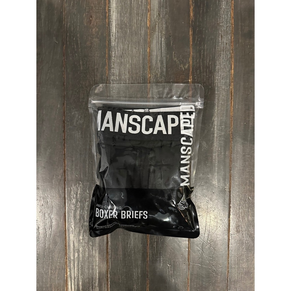 Manscaped Mens Anti-Chafing Boxer Briefs Black Microfiber Underwear New